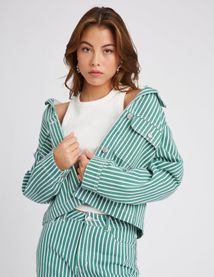 Veste en jean ray&eacute;e