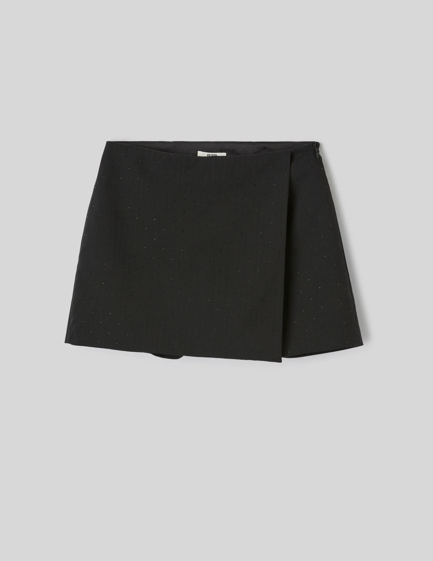 Jupe short portefeuille &agrave; strass