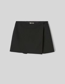 Jupe short portefeuille &agrave; strass