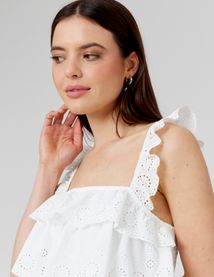 Top broderie anglaise à volant