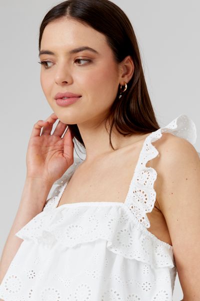 Top broderie anglaise à volant