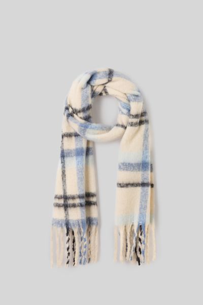 Echarpe à carreaux avec franges