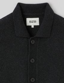 Cardigan boutonn&eacute; col polo