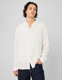 Chemise manches longues ray&eacute;e viscose lin