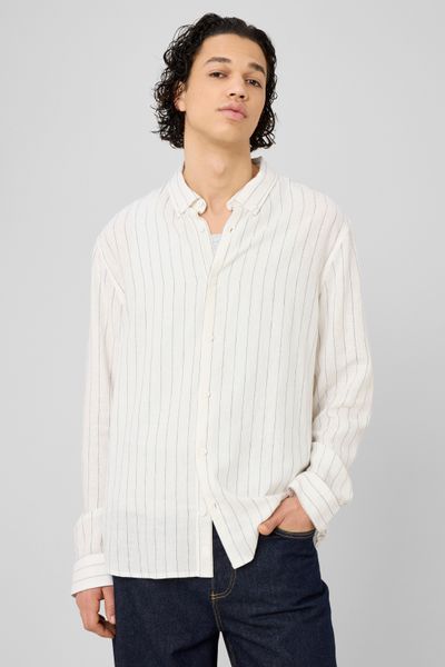 Chemise manches longues ray&eacute;e viscose lin