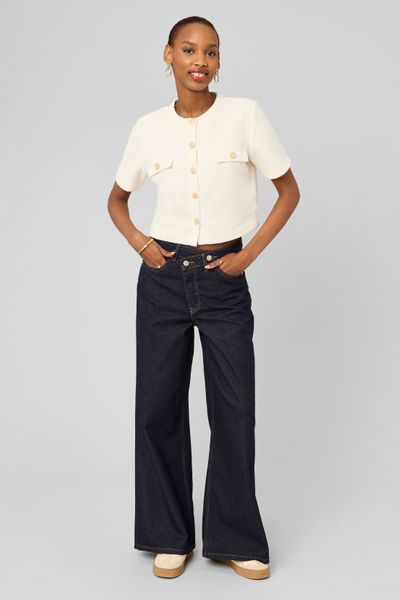 Top boutonn&eacute; en tweed