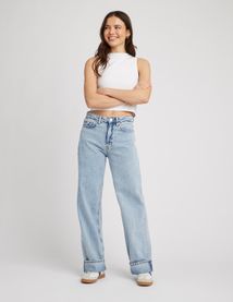 Jean wide leg à revers