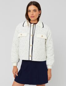 Veste en tweed col contrasté