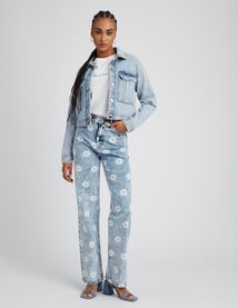 Jean straight imprimé