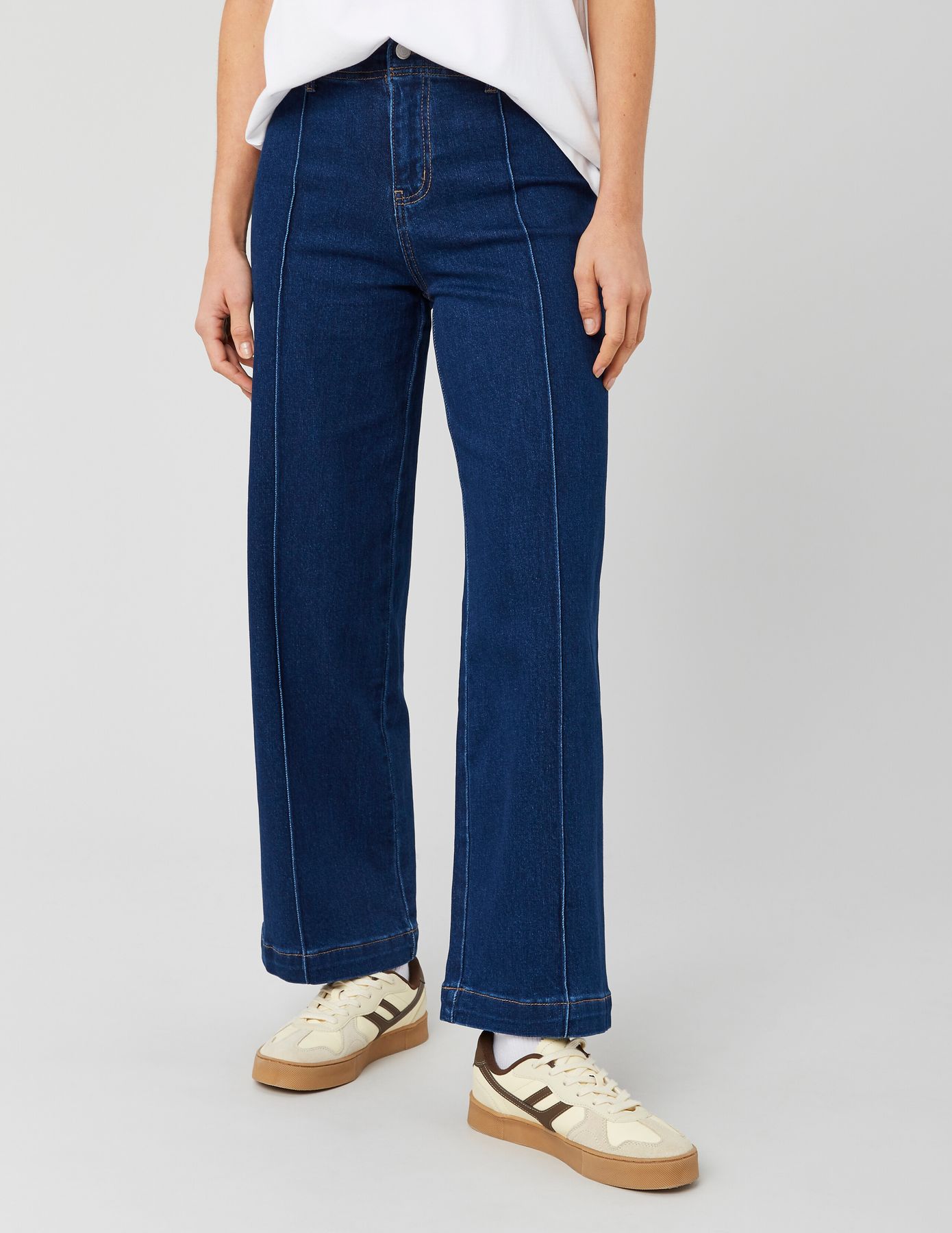 Jean wide leg pli permanent