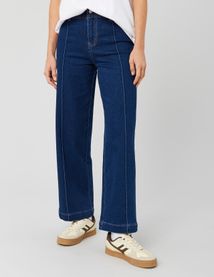 Jean wide leg pli permanent