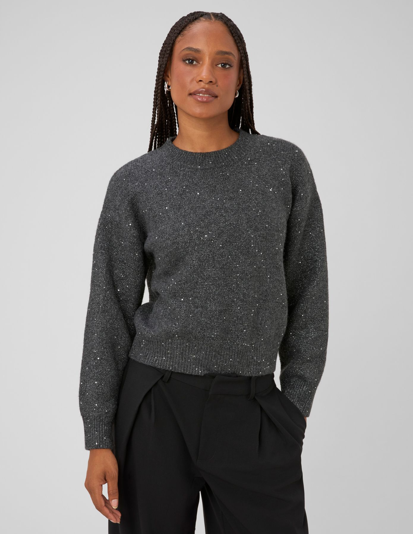 Pull col rond paillet&eacute;
