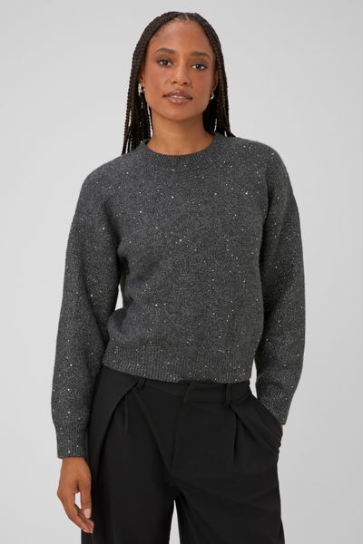 Pull col rond paillet&eacute;