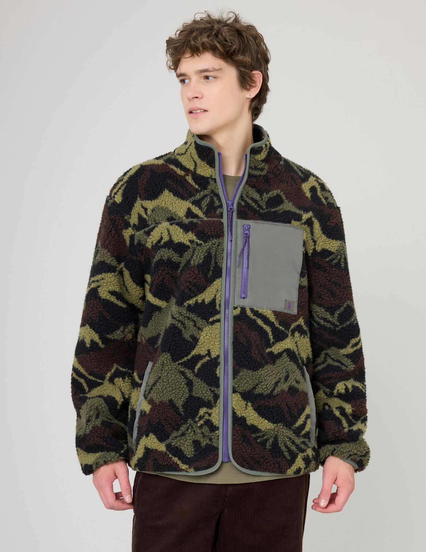 Blouson zipp&eacute; imprim&eacute; sherpa
