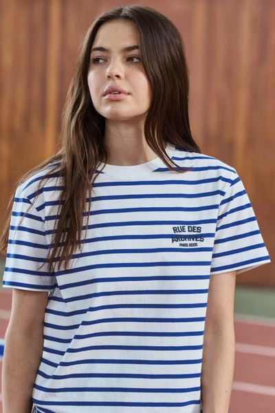T-shirt ray&eacute; manches courtes