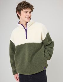 Sweat en sherpa colorblock