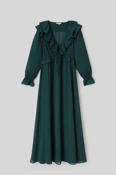 Robe longue unie en polyester recyclé