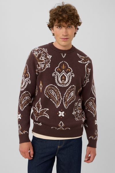 Pull jacquard fleurs