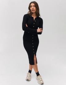 Robe longue col polo