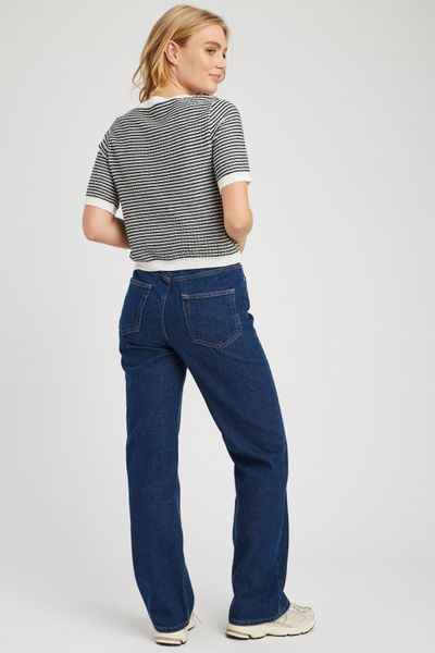 Pull col rond court bicolore