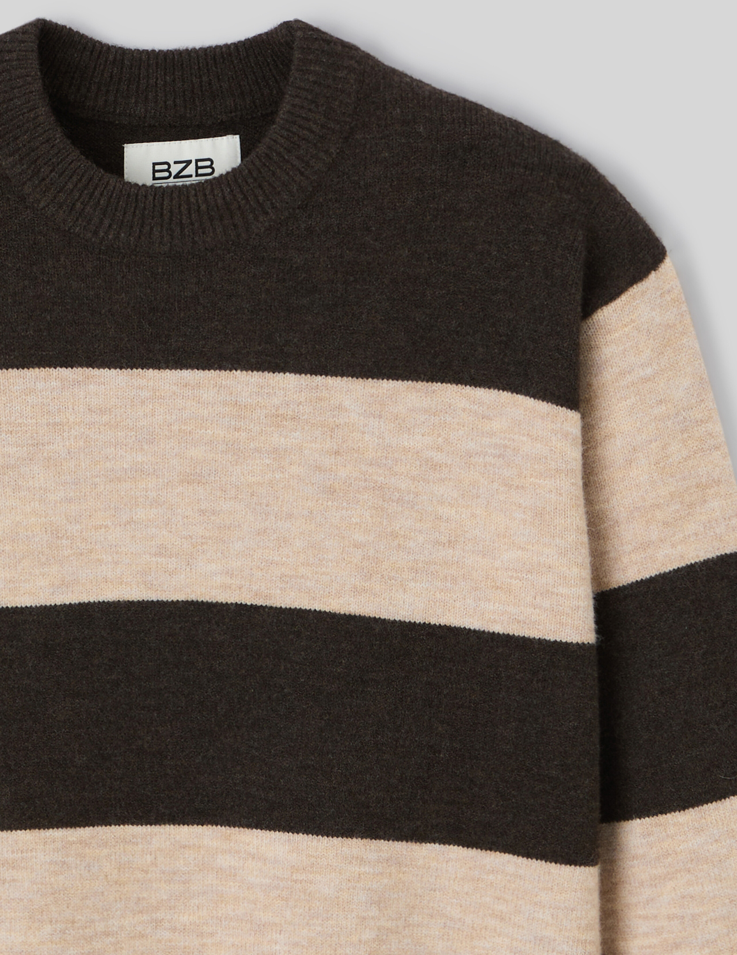 Pull col rond maxi rayures