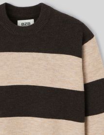 Pull col rond maxi rayures
