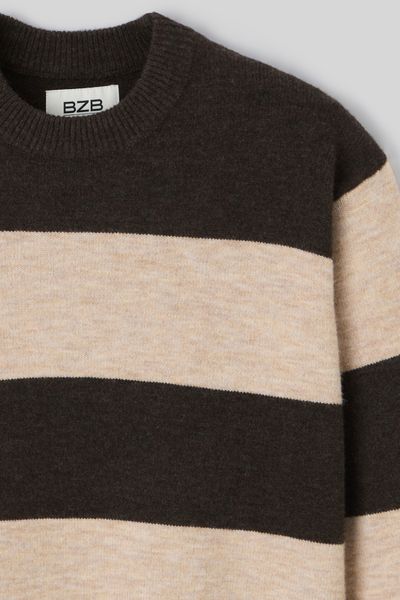 Pull col rond maxi rayures