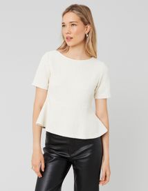 T-shirt peplum en tweed