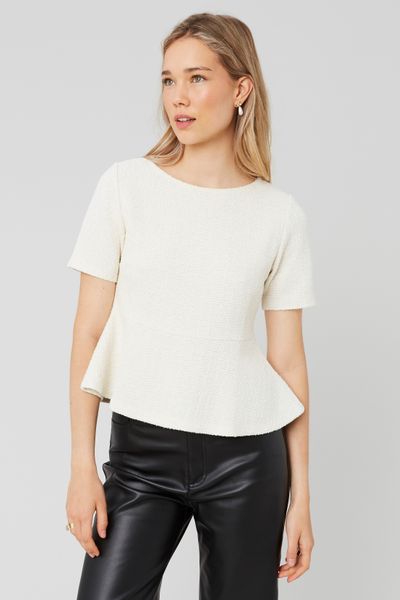 T-shirt peplum en tweed