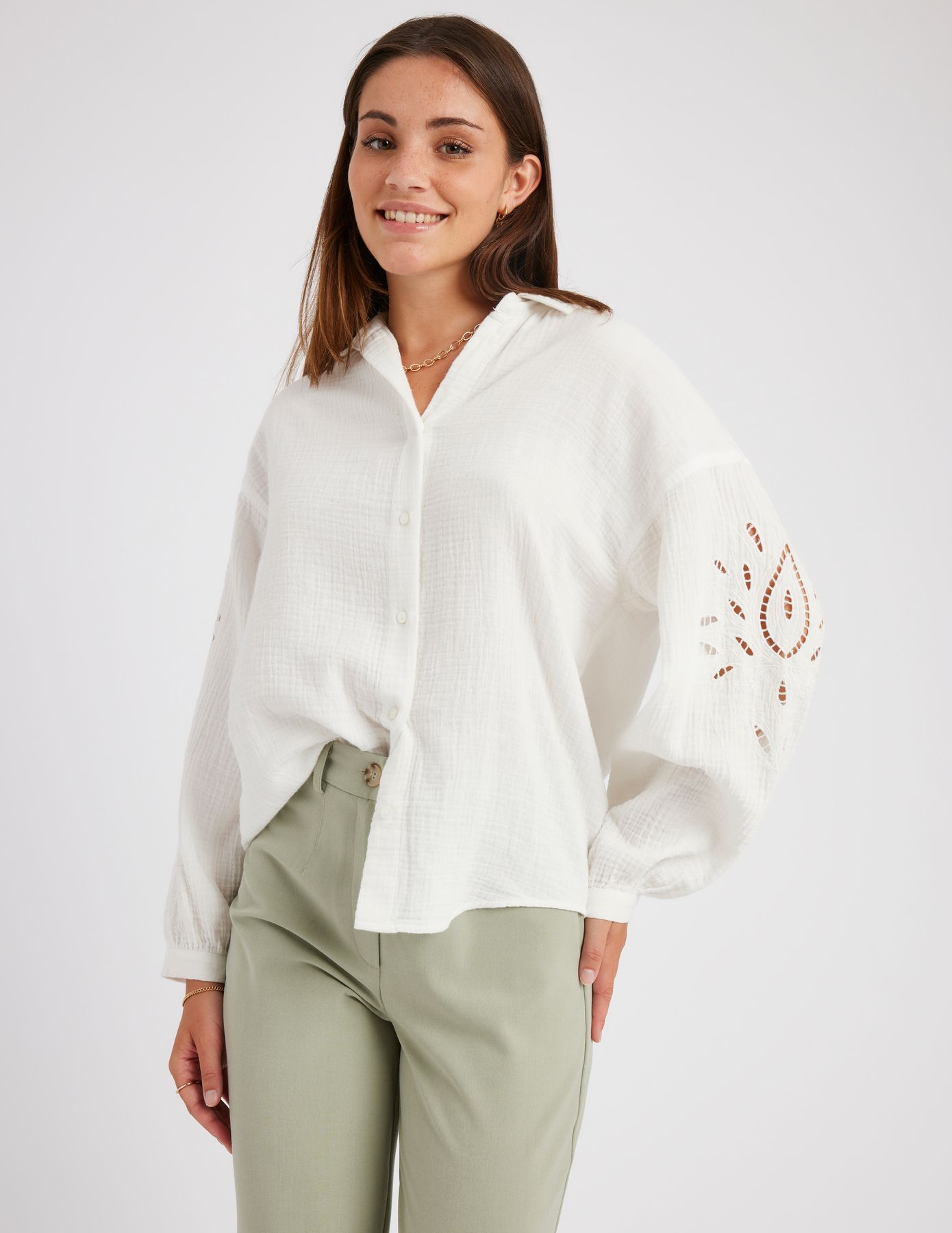 Chemise en gaze de coton unie