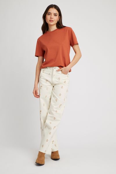 Pantalon wide leg brodé