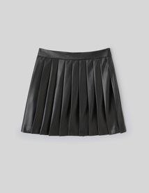 Jupe plissée en tissu enduit