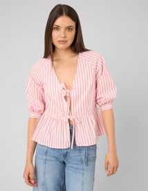 Blouse ray&eacute;e &agrave; nouer