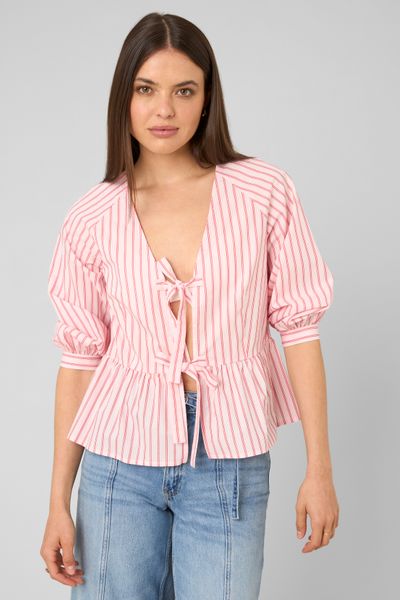 Blouse ray&eacute;e &agrave; nouer