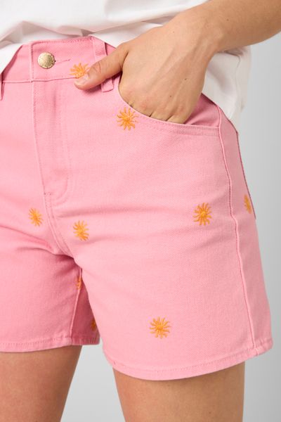 Short denim brod&eacute;