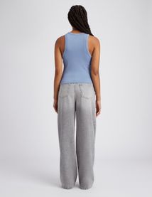 D&eacute;bardeur maille c&ocirc;tel&eacute;e uni