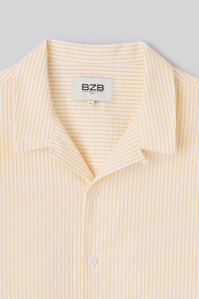 Chemise manches courtes ray&eacute;e seersucker