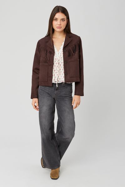 Veste su&eacute;dine &agrave; frange