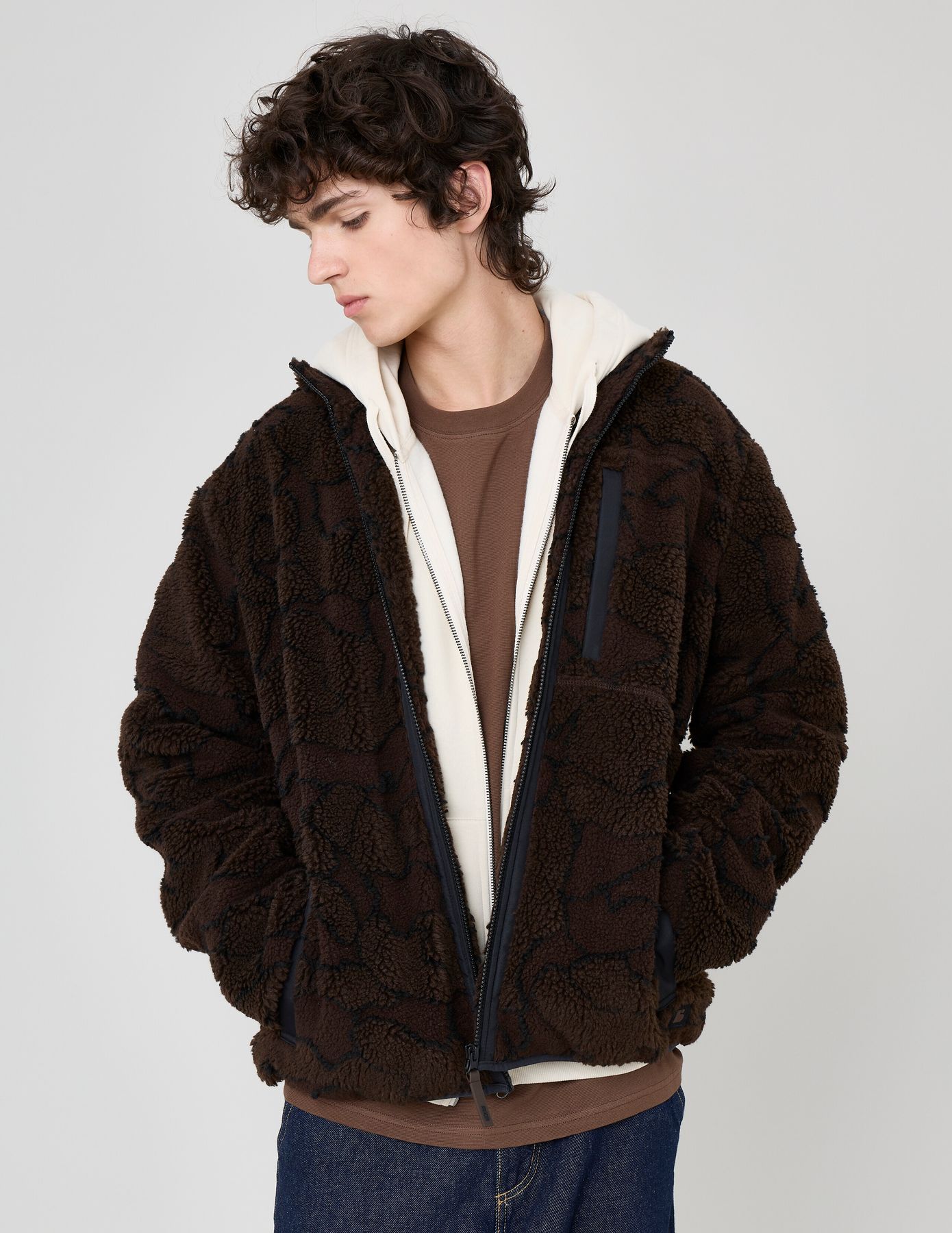 Blouson zippé sherpa imprimé