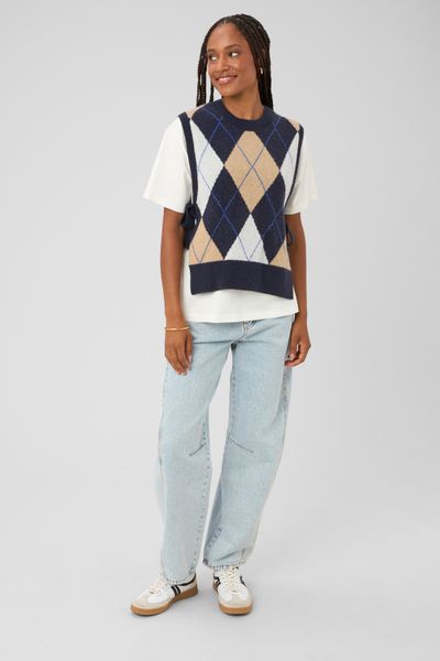 Pull sans manches jacquard