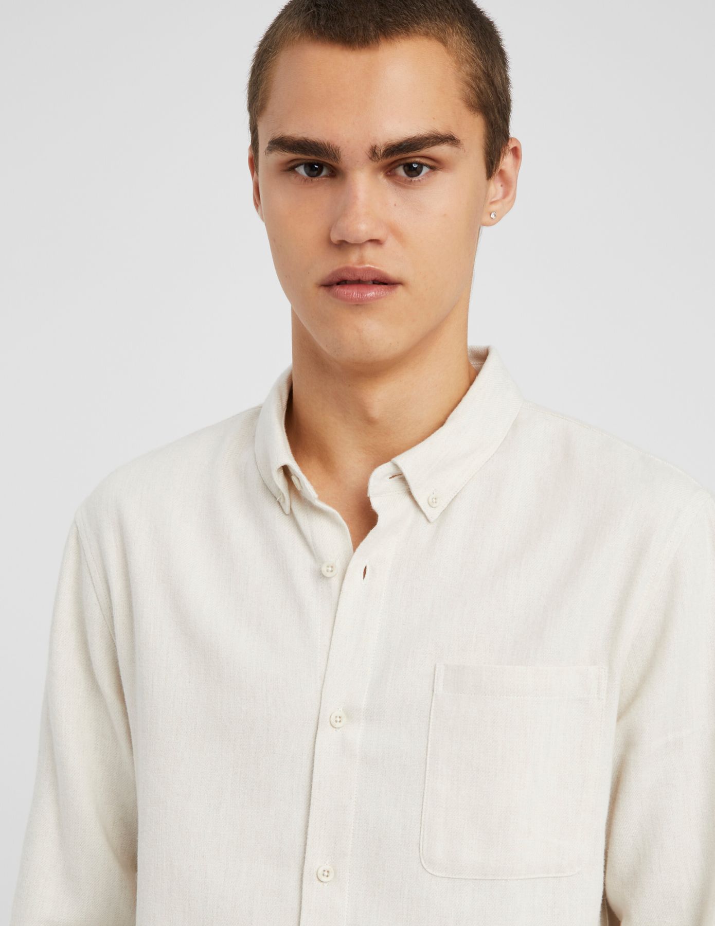 Chemise droite flanelle unie
