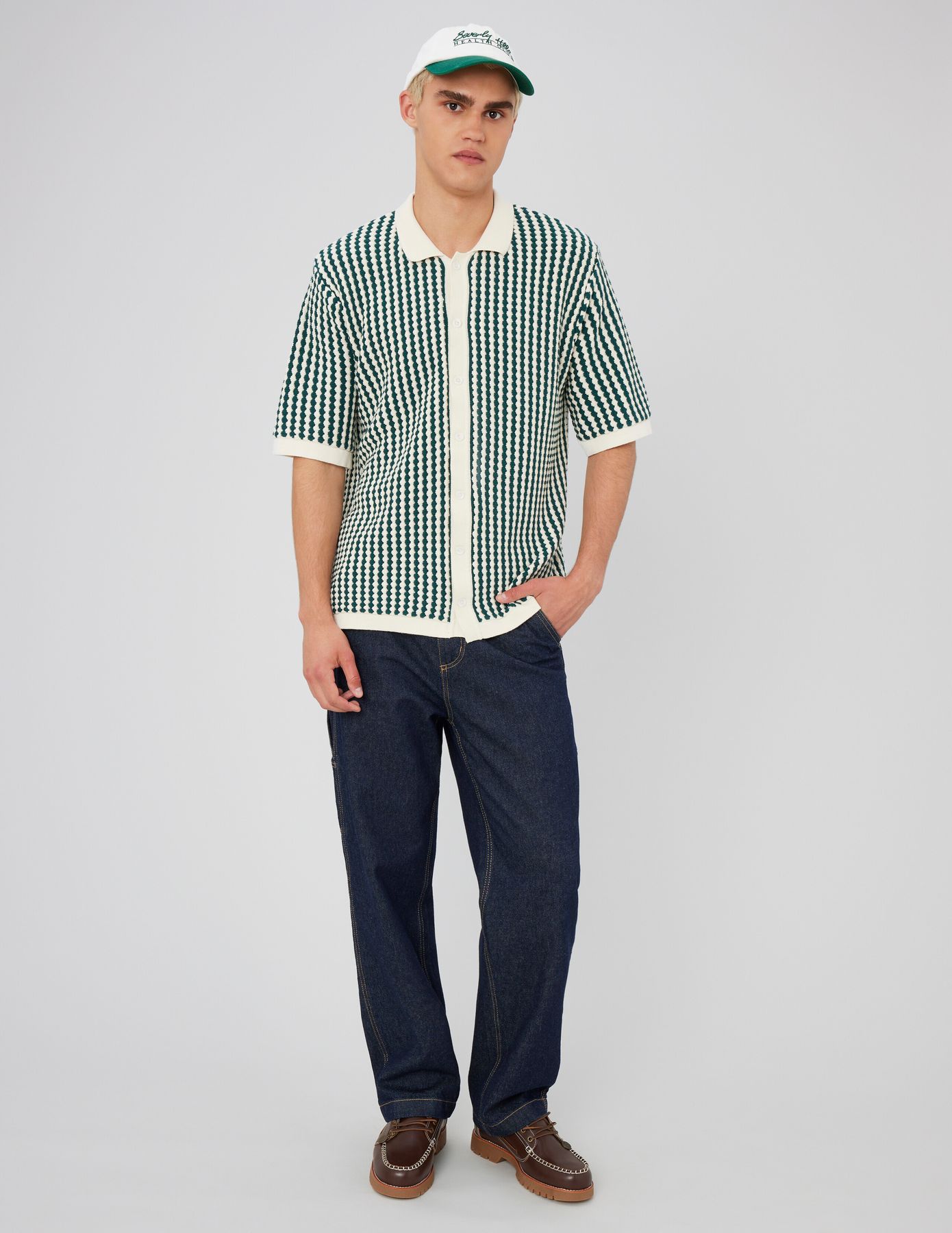 Chemise manches courtes rayée tricot