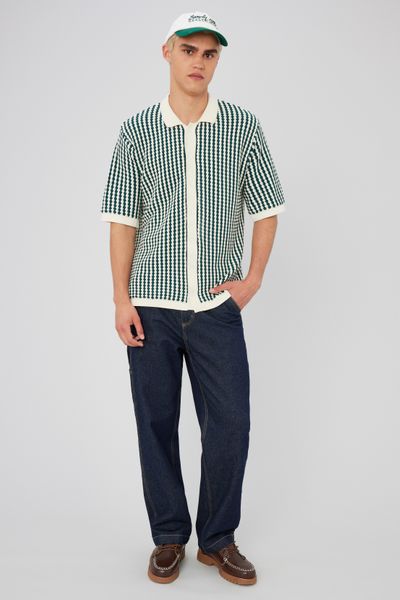 Chemise manches courtes rayée tricot