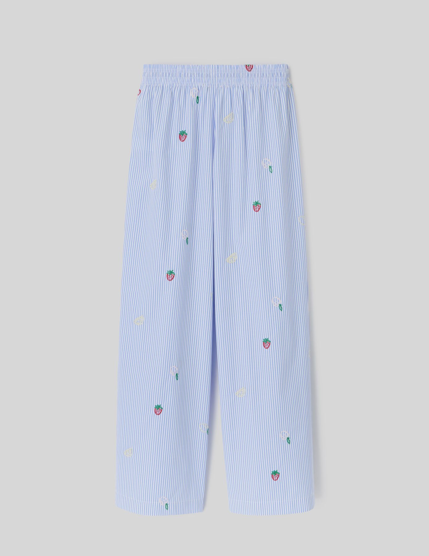 Pantalon rayé brodé