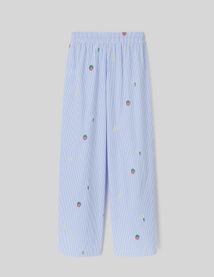 Pantalon rayé brodé