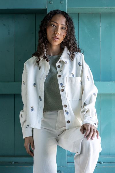 Surchemise velours brod&eacute;e