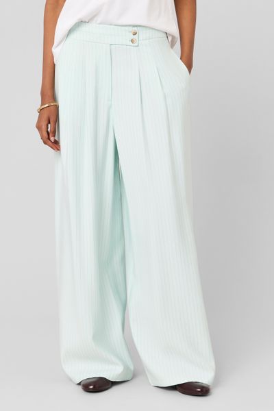 Pantalon fluide ceinture asym&eacute;trique