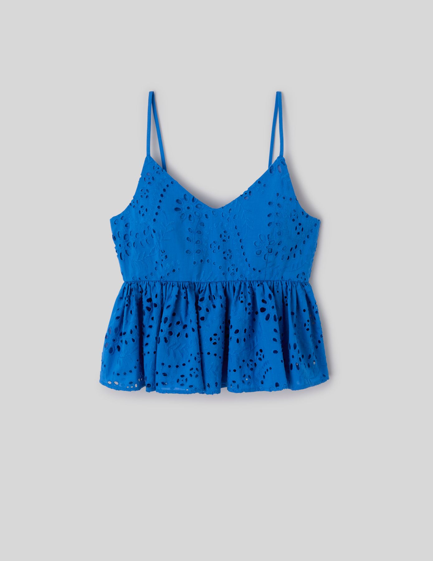 Top fines bretelles en broderie anglaise