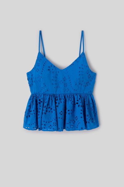 Top fines bretelles en broderie anglaise