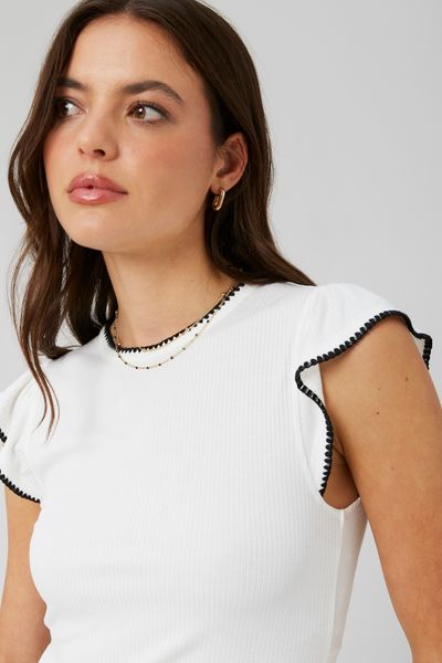 T-shirt surpiqures fantaisie
